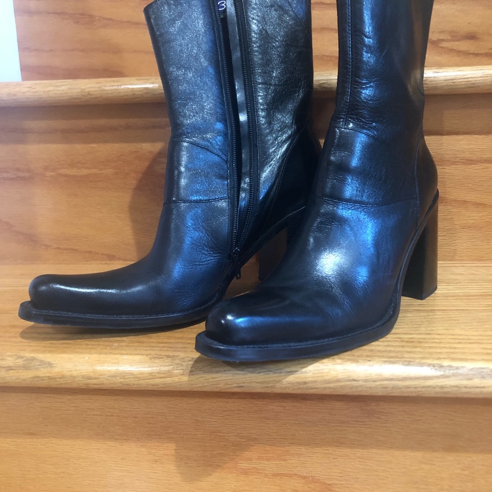 Black leather boots